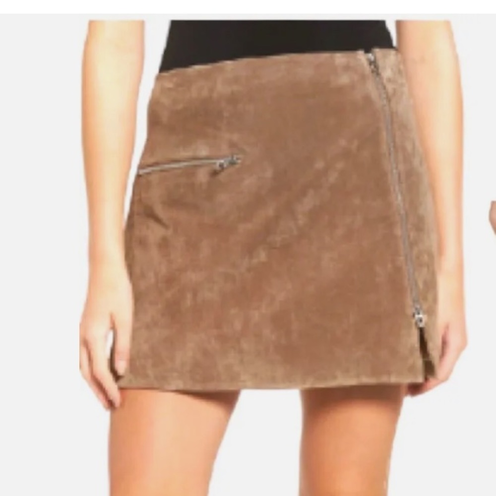 NWT BlankNYC Leather Women’s Mini Skirt French Tan Taupe Satin Lined size 29(M)